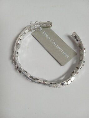 Silver Sparkly Nugget Cuff Bracelet – Bold Statement Jewelry